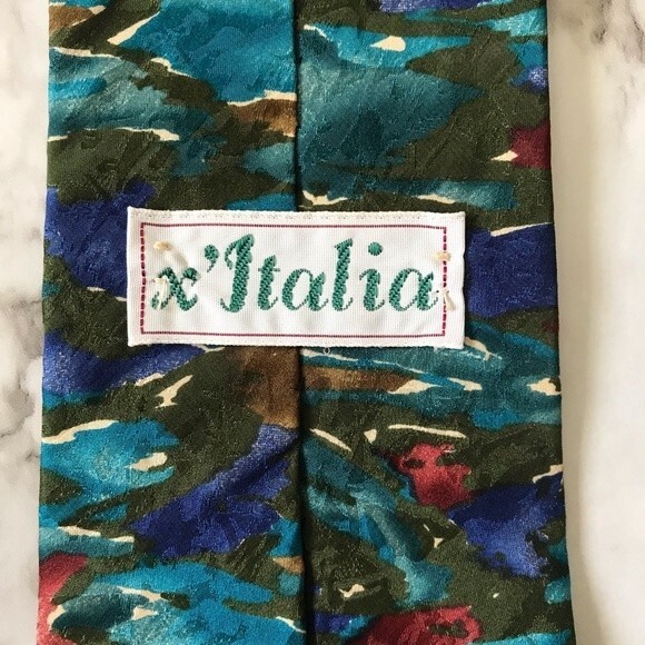 x'Italia Water Color Men's Tie- Colorful- Silk - Picture 2 of 3